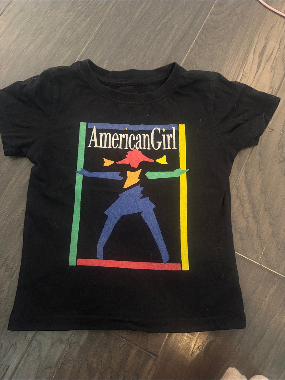 American Girl Black Tee with Multicolor Silhouette Graphic